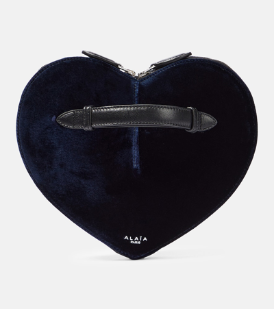 Alaïa Le Caur Velvet Heart Clutch In Blue
