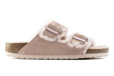 Pre-owned Birkenstock Arizona Shearling Suede Light Rose