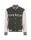 GIVENCHY GIVENCHY GREY AND WHITE GIVENCHY BOMBER JACKET IN WOOL AND LEATHER