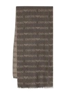 Emporio Armani Monogram-pattern Knitted Scarf In Brown
