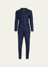 Zegna Two-button Wool Suit In Blue Navy Check