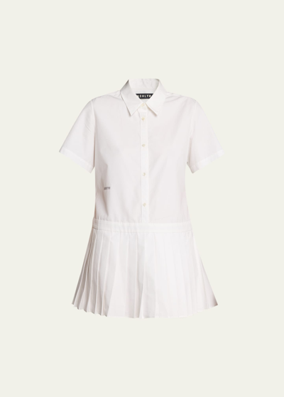 Ashlyn Ivy Pleated Mini Dress In White