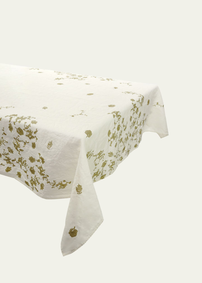 Stamperia Bertozzi Gold Leaf Linen Tablecloth In Neutral