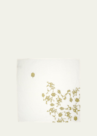 Stamperia Bertozzi Foglia Gold Painted Linen Napkin In Neutral