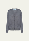 Prada Crystal-button Cashmere Cardigan In F0480 Ardesia