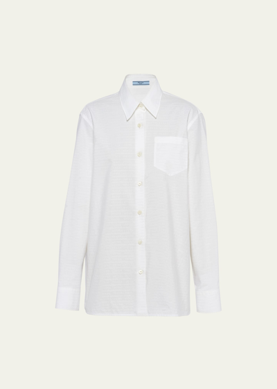 Prada Chest-pocket Button-down Shirt In F0009 Bianco