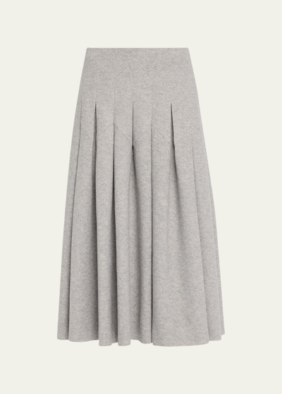 Ashlyn Meryl Long Pleated Skirt In Grey