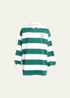 Moncler Genius Moncler X Palm Angels Men's Block Stripe Polo Shirt In Bright Green