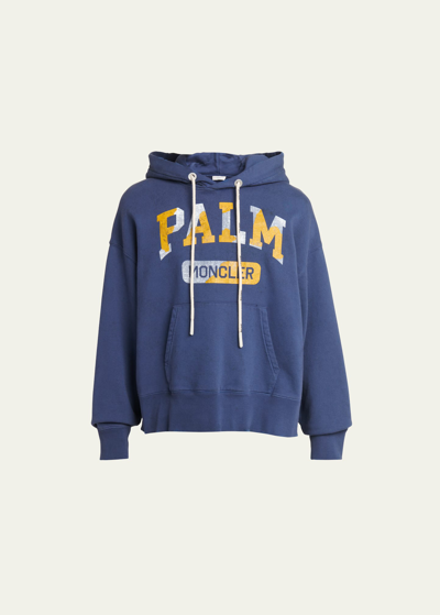 Moncler Genius Moncler X Palm Angels Men's Relaxed Logo Hoodie In Navy
