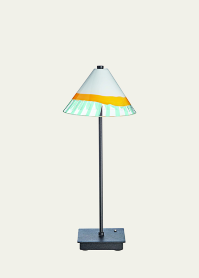 Carlo Moretti Blue Stripe Murano Glass Table Lamp In Multi