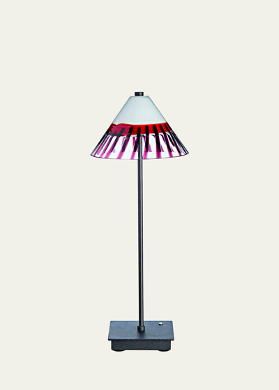 Carlo Moretti Red Stripe Murano Glass Table Lamp In Multi