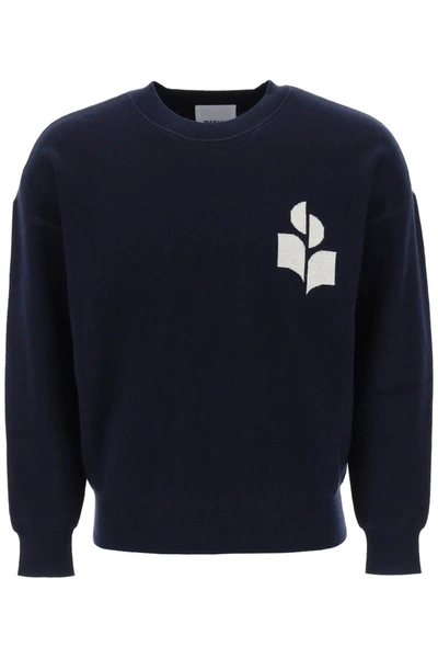 Marant Atley Logo Cotton-blend Sweater In Blue
