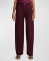 Vince Wool Pleated-front Straight-leg Pants In Cherry Wine