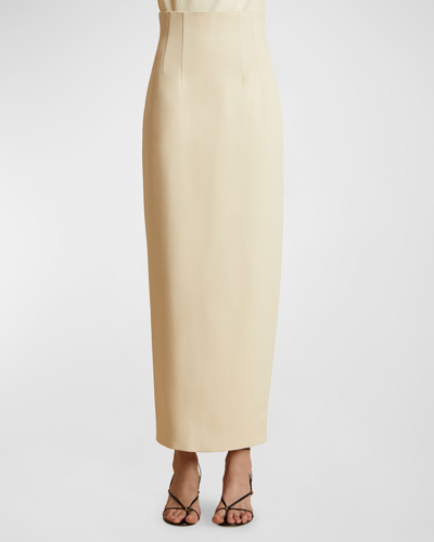 Khaite Loxley Pencil Maxi Skirt In Neutrals