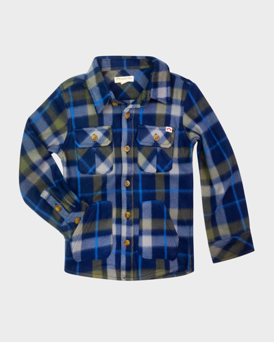 Appaman Boys' Snow Fleece Shirt - Little Kid, Big Kid In Olive/ Navy Plaid