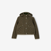 Burberry Cropped Quilted Nylon Jacket In Dark Military Khaki