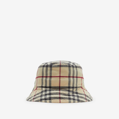 Burberry Check Cotton Bucket Hat In Stone