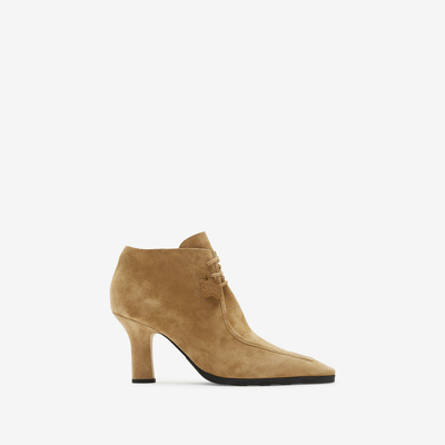 Burberry Suede Storm Ankle Boots In Jute