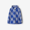 Burberry Check-pattern Hooded Zip-up Polyamide Jacket In Knight