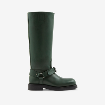 Burberry Leather Saddle Tall Boots In Vine