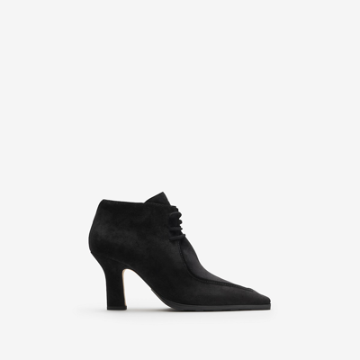 Burberry Suede Storm Ankle Boots In Black