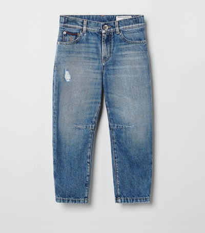 Brunello Cucinelli Kids' Mid-rise Tapered Jeans In Blue