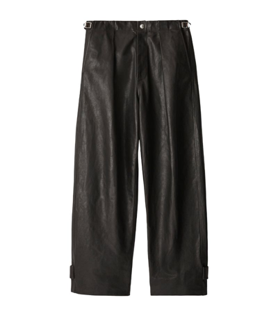 Burberry Leather Trousers In Black