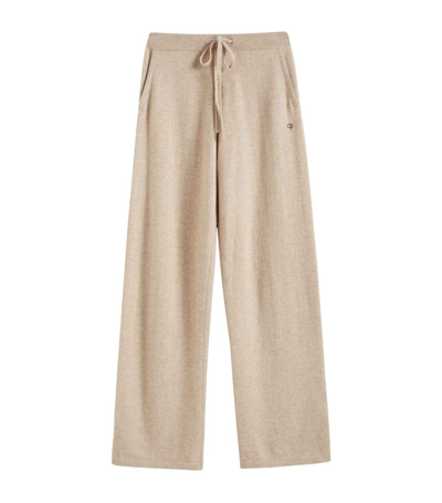 Chinti & Parker Navy Cashmere Wide-leg Pants In Oatmeal