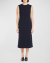 Max Mara Sleeveless A-line Jersey Midi Dress In Navy