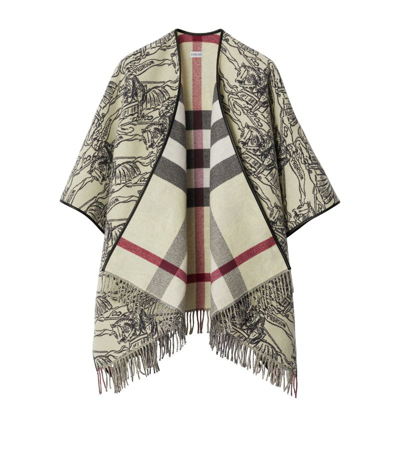Burberry Wool Equestrian Knight Cape In Stone