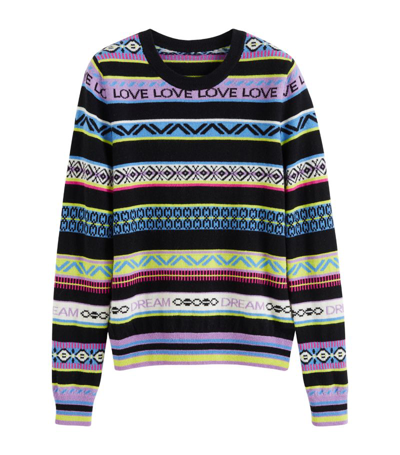 Chinti & Parker Love Geometric Striped Wool-cashmere Sweater In Blackmulti