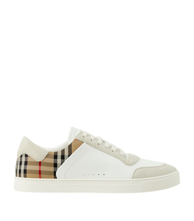 Burberry Check-panel Low-top Sneakers In White Check