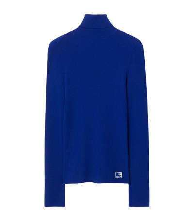 Burberry Wool-blend Rollneck Sweater In Blue