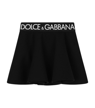 Dolce & Gabbana Kids' Logo棉质迷你短裙 In Black