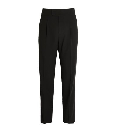 Giorgio Armani Wool Tapered-leg Trousers In Black