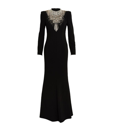 Jenny Packham Laka Crystal-embellished Crepe Gown In Black