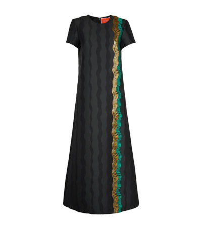 La Doublej Swing Wavy Patterned Dress In Nile_black