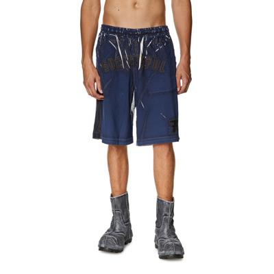 Diesel Sweat Shorts With Shadowy Overprint In Blue
