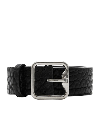 Burberry Leather B Buckle Belt In Black_sliver