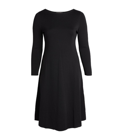 Marina Rinaldi Gabrielle Long-sleeve A-line Knit Midi Dress In Black