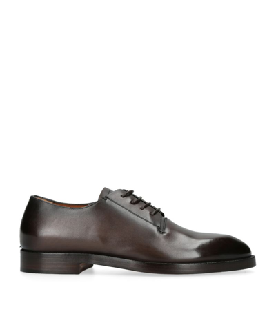 Zegna Leather Torino Derby Shoes In Brown