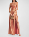 Retroféte Waldorf Floor-length Dress In Apricot