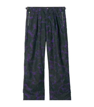 Burberry Cotton Rose Print Trousers In Vine