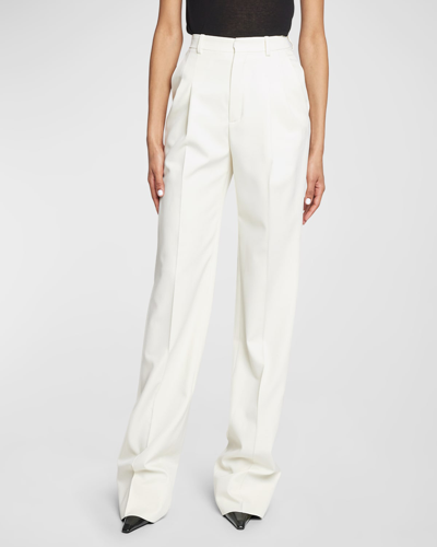 Saint Laurent Wide-leg Suiting Trousers In Bone