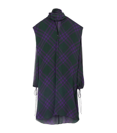 Burberry Silk Check Blouse In Royal Ip Pattern