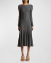 Khaite Dany Long Sleeve Merino Wool Sweater Dress In Sterling