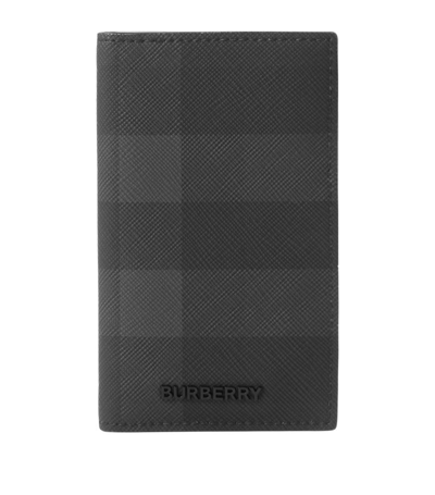 Burberry Check Folding Card Holder In Grey