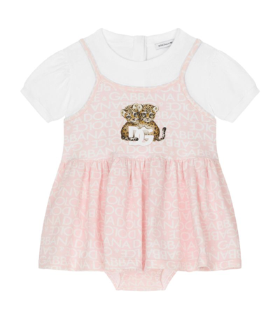 Dolce & Gabbana Logo Dress And Bloomers Set (3-30 Months) In Multi
