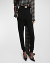 Saint Laurent High Waist Cashmere Joggers In Nero