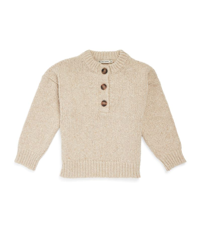 The New Society Kids' Tirso Henley Wool-blend Sweater In Beige
